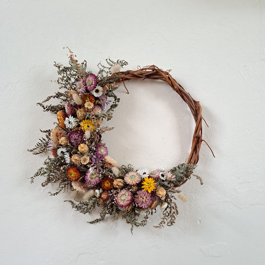 Strawflower & Ferns Dried Flower Wreath