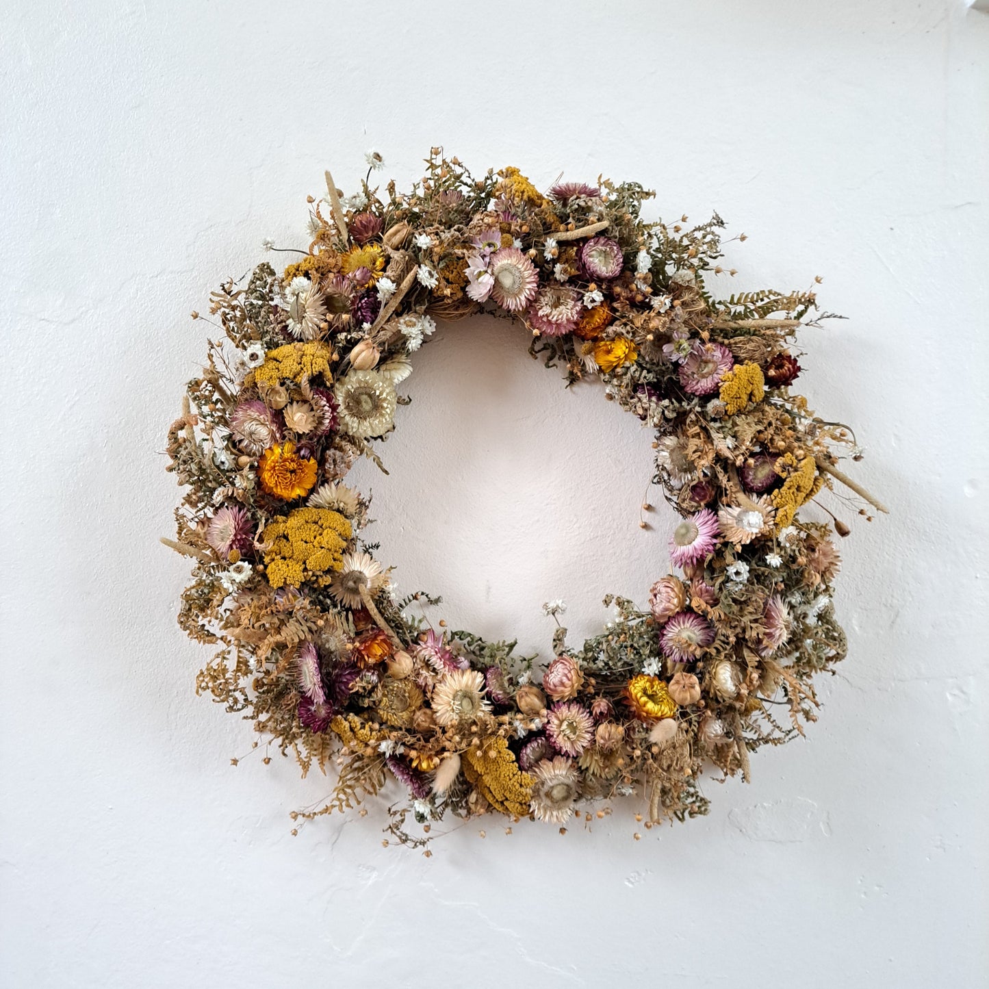 Yarrow & Strawflower Dried Flower Wreath