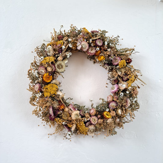 Yarrow & Strawflower Dried Flower Wreath