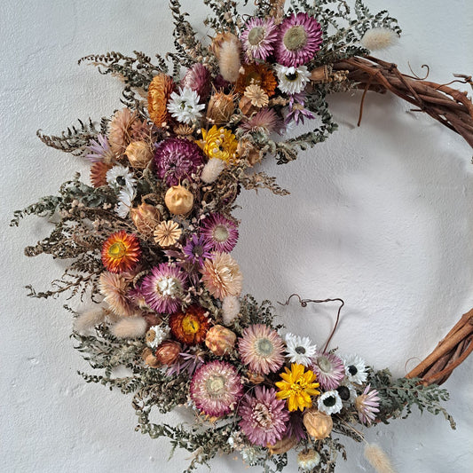 Strawflower & Ferns Dried Flower Wreath